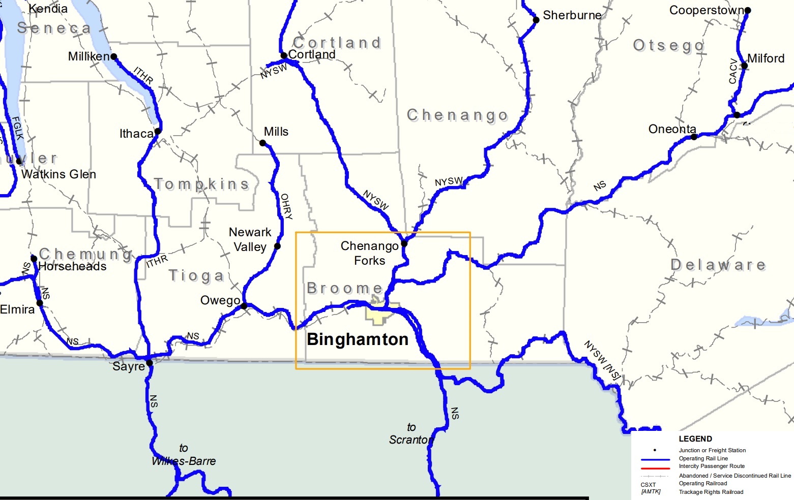 Binghamton area rail map
