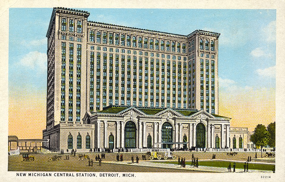 Michigan Central Station, Detroit, 1915 postcard